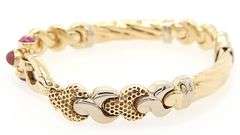 Valentino Ruby Cabochon Fancy Link Bracelet in 18K