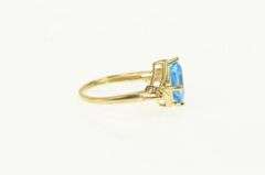 14K White Gold Princess Blue Topaz Statement Bypass Ring