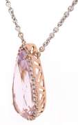 Rose De France Amethyst and 0.36ctw Diamond Frame Pendant Necklace in 14K