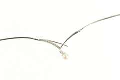 14K White Gold Vintage Pearl CZ Freeform Classic Vintage Necklace