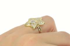 14K Yellow Gold 1.50 Ctw Diamond Pave Star Statement Ring
