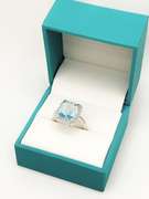 Absolutely Stunning 7.00 Carats Rectangular Sky Blue Topaz & White Topaz Sterling Sliver Ring