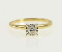 14K Yellow Gold 1950's 0.16 Ct Diamond Solitaire Engagement Ring
