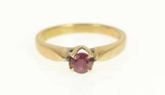 18K Yellow Gold Round Natural Ruby Solitaire Vintage Classic Ring