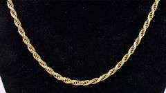 Sturdy Gold Plated Rope Chain Necklace In Sterling Silver
