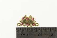 14K Yellow Gold Vintage Heart Red & White CZ Valentine Charm/Pendant