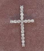 14K WHITE GOLD CROSS  WITH DIAMONDS
