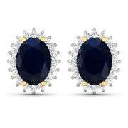 14 Kt Solid Gold 2.75 Ctw  Natural Midnight Blue Sapphire Earrings