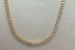 CERTIFEID BRAND NEW LADIES 14K YELLOW GOLD DIAMOND TENNIS NECKLACE- 20.00+ CARATS!!!