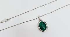 Beautiful 10.0 Carat Emerald and White Sapphire Pendant Necklace in Sterling Sliver