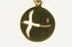 14K Yellow Gold Bermuda Long Tail Bird Cut Out Round Charm/Pendant