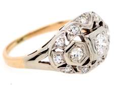 Vintage 0.75ctw Diamond Two Tone Filigree Ring in 14K