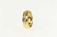 14K Yellow Gold 6.3mm Domed Textured Vintage Statement Band Ring