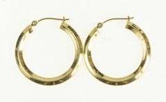 14K Yellow Gold 25.5mm Ridged Vintage Statement Hoop Earrings