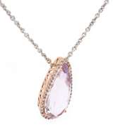 Rose De France Amethyst and 0.36ctw Diamond Frame Pendant Necklace in 14K