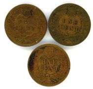 3 Different Indian Head Cents: 1873-1896