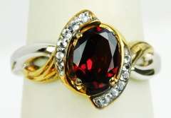 Sterling & Vermeil Garnet & White Topaz Ring, Size 7