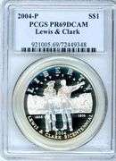 2004-P Proof Lewis & Clark Commemorative Silver Dollar in PCGS PR69DCAM