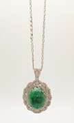 Beautiful 12.0 Carat Emerald and White Sapphire Sterling Sliver Pendant Necklace.