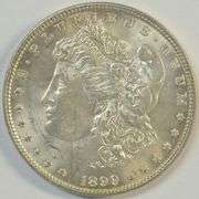 Near Gem BU 1899-P Morgan Silver Dollar. Key date