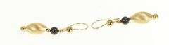 14K Yellow Gold Black Onyx Round Black Dangle Vintage Earrings