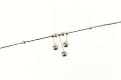 14K White Gold Squared Beaded Ball Fringe Chain Snake Necklace