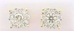14k Yellow Gold Diamond Studded Halo Earrings