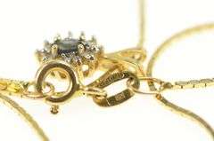 14K Yellow Gold Marquise Sapphire Diamond Halo Square Chain Necklace