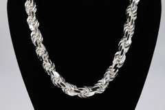 Sterling Silver Heavy Diamond-Cut Rope Chain 18mm Solid 925 Italy New Men's Necklace 24"
