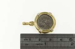 14K Yellow Gold Ancient Roman Geta AD 193-211 Denarius Coin Pendant
