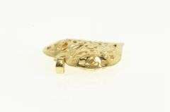 14K Yellow Gold Puffy Scalloped Ornate Filigree Heart Pendant