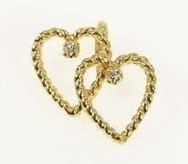 14K Yellow Gold Diamond Inset Heart Love Valentine Pendant