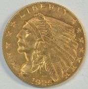 Choice BU 1925-D US $2.50 Indian Gold Piece. Real nice