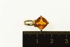 14K Yellow Gold Cushion Syn. Citrine Solitaire Statement Pendant