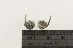 14K White Gold 3D Rose Flower Romantic Vintage Stud Earrings