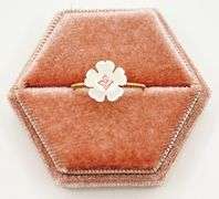Beautiful Pearlescent Flower Ring with Topaz