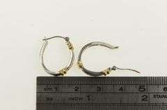 14K White Gold Two Tone Classic Diamond Vintage Hoop Earrings