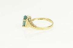 14K Yellow Gold Pear Cut Blue Topaz Scalloped Vintage Statement Ring