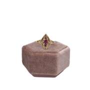 14K GOLD RING WITH DIAMONDS AND TOURMALINE