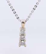 Elegant White Gold Three Diamond Bar Pendant on Chain