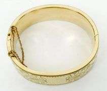Ornate Antique Wide Gold Filled Bangle Bracelet