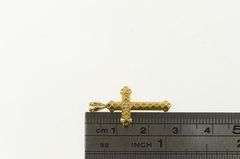 14K Yellow Gold Diamond Ornate Cross Classic Christian Pendant