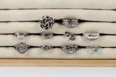 Sterling Silver Curated Ring Assortment Various Sizes & Styles (10 Ring Lot)