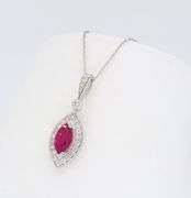 Stunning Marquise Ruby & Diamond Halo Necklace