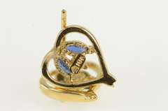 10K Yellow Gold Sapphire Diamond Inset Heart Love Symbol Earrings