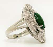 7.0+ Carat Emerald and White Sapphire Sterling Sliver Ring. Gorgeous!