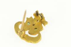 14K Yellow Gold Victorian Frill & Frown Drama Emerald Pin/Brooch