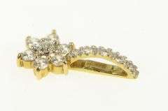 14K Yellow Gold Flower Cluster Floral Motif Cute CZ Statement Pendant