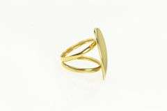 18K Yellow Gold Oval Geometric Vintage Retro Curved Statement Ring