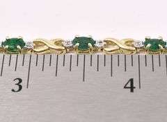 Exquisite Emerald And Diamond X And O Bracelet In Yellow Gold